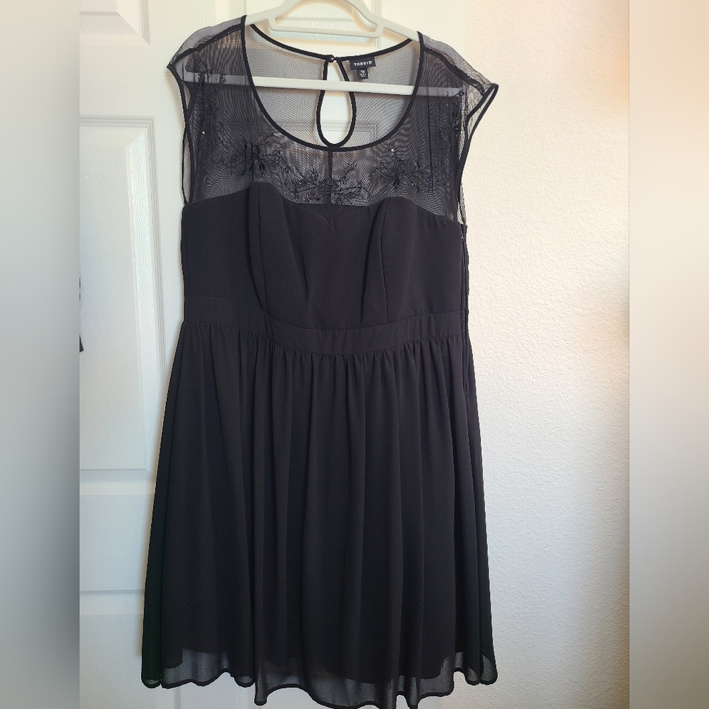 Torrid Black Strapless Dress with Sheer Lace
